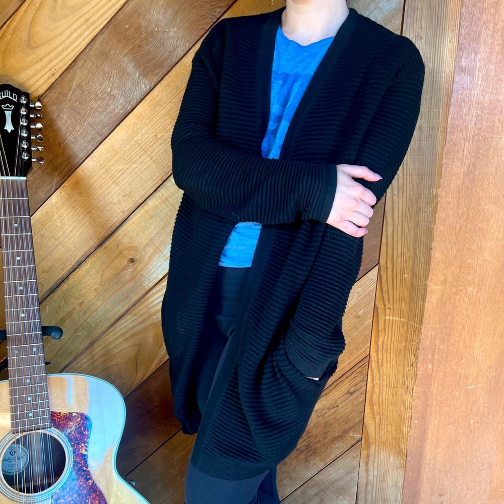 Warm long black cardigan